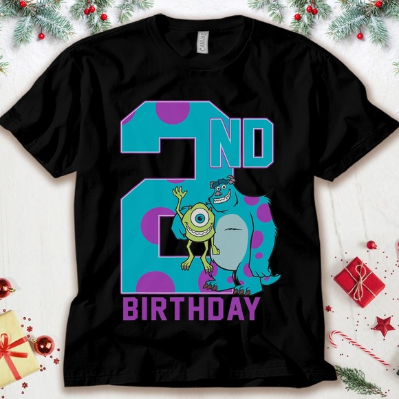 Disney Monsters Inc Mike & Sully Happy 2nd Birthday Unisex Adult T-shirt - Picture 1 of 2